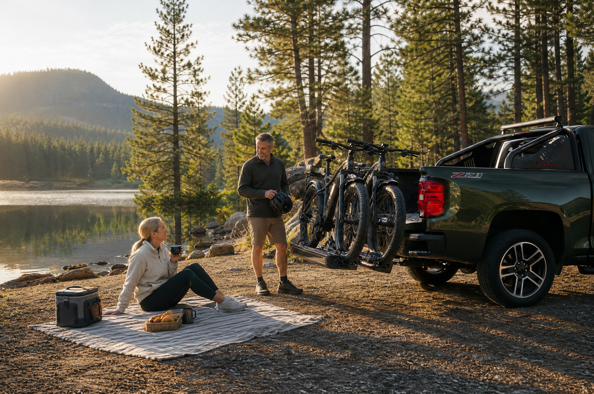 VANTANA rack at a lakeside camping picnic